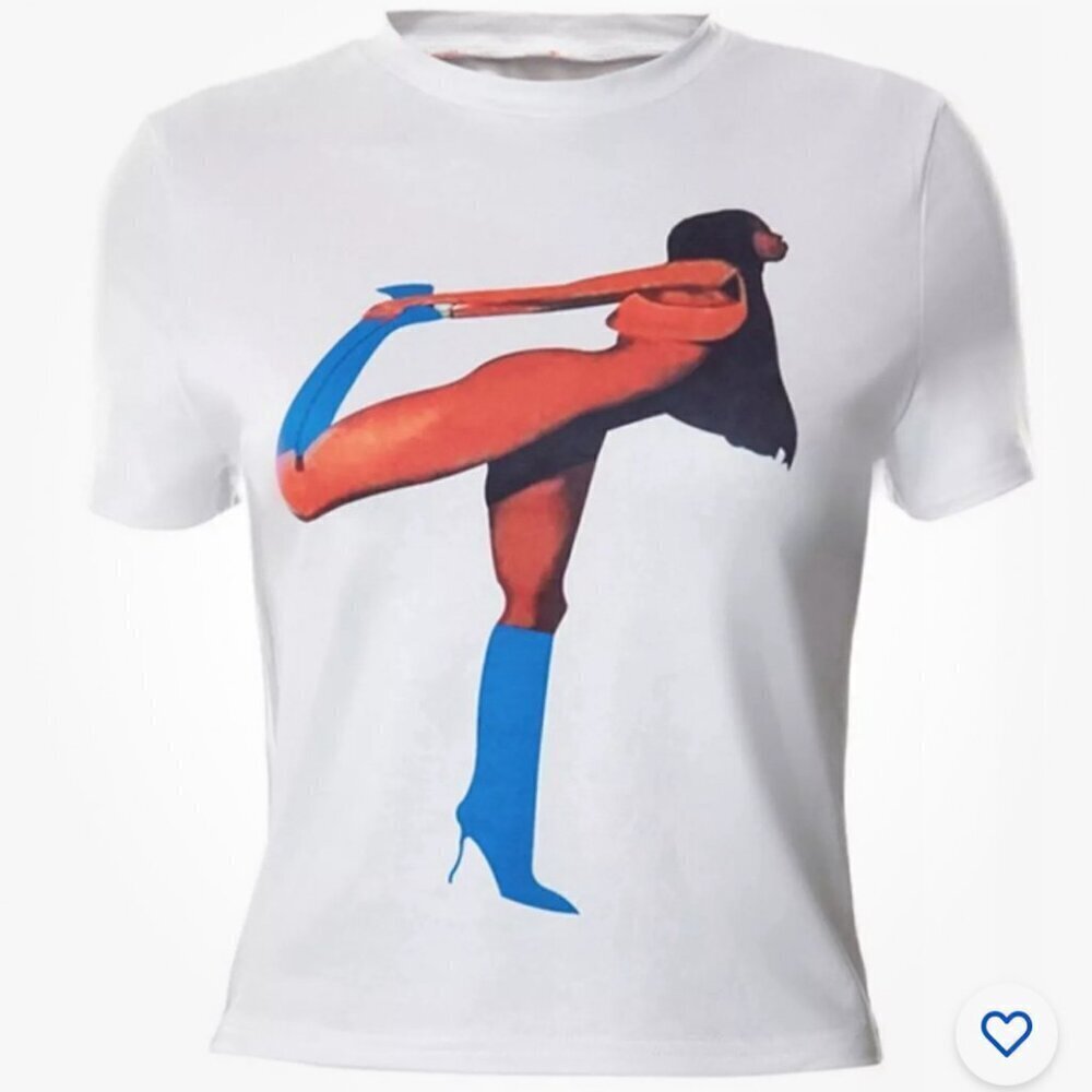 Lady Flexing Leg T-Shirt M NEW